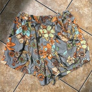 Free People Gray Floral High Waist Shorts